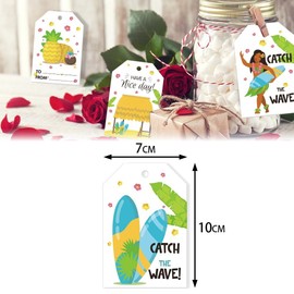 Aloha Thank You Tags 18 PCS, Hawaii Gift Tags with String,9 Designs Summer Kraft Paper Price Tags Gift Labels for Summer Hawaii Aloha Beach Tropic Theme Party Gifts Wrapping Decor