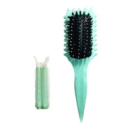 Zixrmor Set of 1 Curly Hair Comb and 1 Set Hair Root Fluffy Clip, You Can Control It Yourself Hair Curler, Perfect Combination Curly Hair Brush (Green)