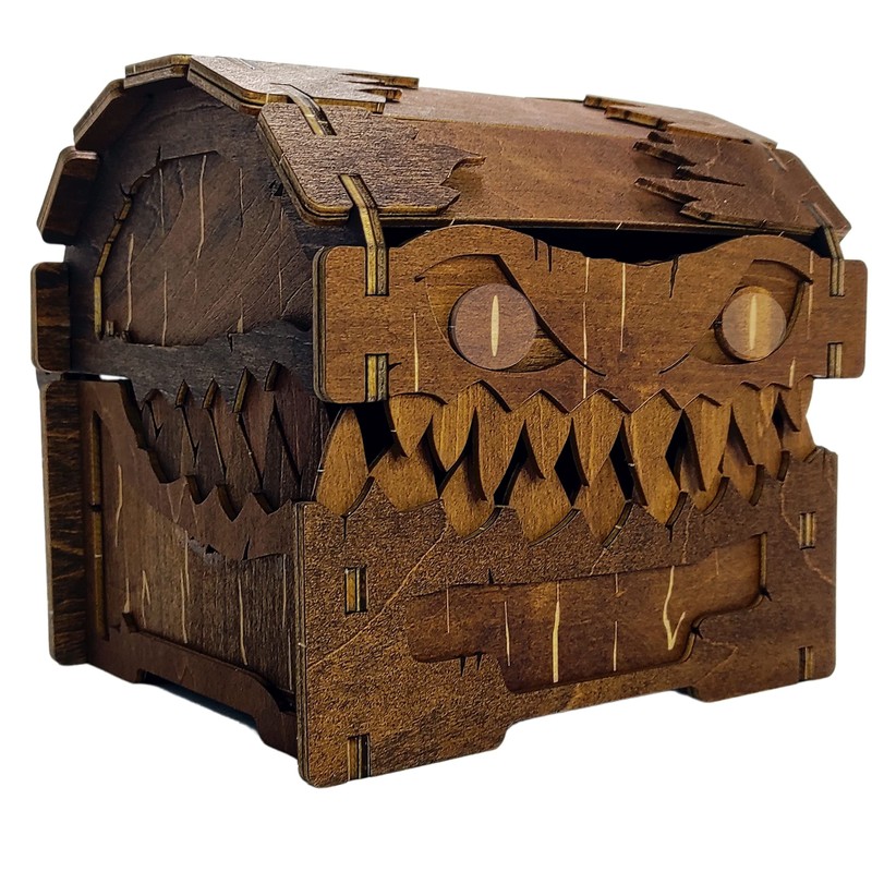 Mimic Chest for Dungeons and Dragons Tower with Tray Wood