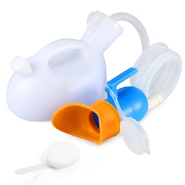 Urinals for Men Women - Portable Urine Bottle Spill Proof Female Urinals Pee Bottle w/Separate Urine Outlet Soft Funnel 68 OZ Urinal for Women Hospital Home Camping Leakproof 47" Long Tube White