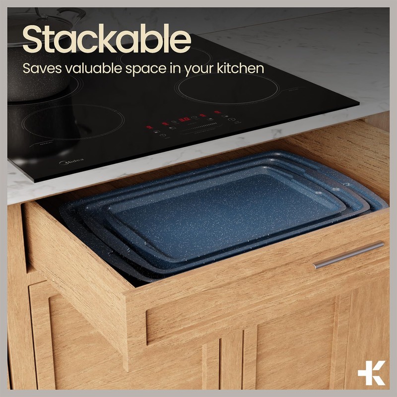 Blue Marble 10-Piece Bakeware Sets, Nonstick Carbon Steel Baking Sheet