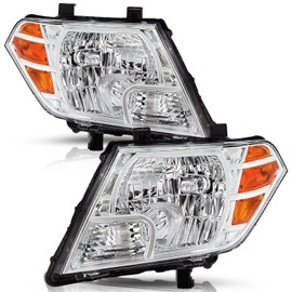 TUSDAR For Halogen Model 2009-2021 Nissan Frontier 4-Door Sedan Headlight Assembly Chrome Headlamp Pair Left+Right Side