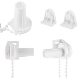 VOBOR 17 mm Set Roller Blind Bracket, Drill-Free Window Bracket with Coupling and Pearl Chain, Universal Replacement Part for Blackout Roller Blind, Double Roller Blind, Side Pull Roller Blind