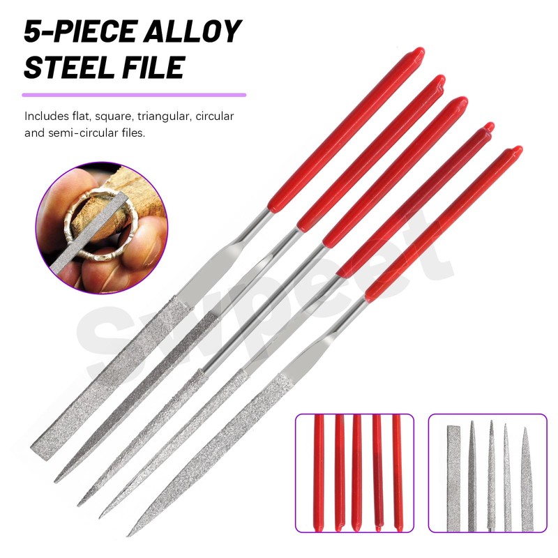 Swpeet 19Pcs Deburring Tool with 6Pcs Needle Files, Diagonal Cutting