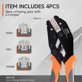 iCrimp Rachet Crimping Tool Set, Quick Change Jaws for Insulated Terminals, Solar Terminals and End Sleeves Ferrules- 4PCS included