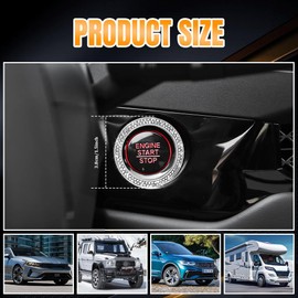 QZTYTY 2PCS Car Engine Start Stop Decoration Ring, Car Start Button Cover, Push to Start Button Start Engine Ring, Car Accessories Push Start Button Ignition Ring Sticker for Women (White, 2PCS)