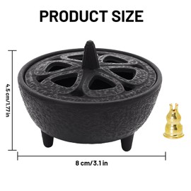 Incense Burner Lotus Flower Bakhoor Burner with Lid Cast Iron Aromatherapy Disc Incense Holder Wax Melts Warmer for Charcoal, Resin, Office, Yoga, Living Room Decoration, Oriental Zen Mindfulness