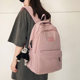 JARKJARD Aesthetic Backpack Cute Backpack for School College Backpack Large Capacity Bookbags for Girls Women Students Casual Travel Daypacks Solid Color(Pink)