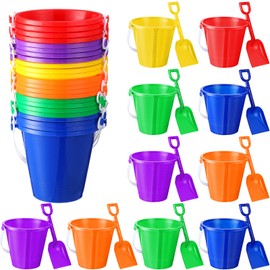 Sratte 48 Packs Beach Sand Buckets and Shovels Sets for Boys Girls, Plastic Beach Pails Sand Toys for Summer Pool Party Favors