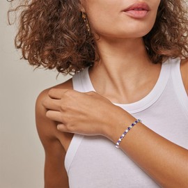 Buywis Tennis Bracelet for Women Birthstone Cubic Zirconia Bracelet Silver Silder Bracelet Birthday Jewellery Graduation Gifts June Birthstone