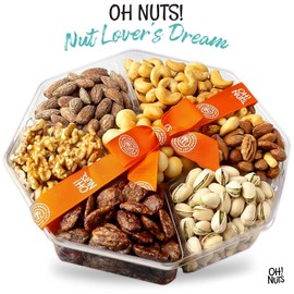 Oh! Nuts Gift Basket 2.2 LB - Large 7 Variety Holiday Freshly Roasted Party Tray - Birthday, Anniversary, Corporate Tray - Premium Gift Basket Idea for Men & Women