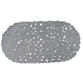 Dependable Industries Inc. Essentials Nonslip PVC Pebble Style Bathmat Shower Bathtub with Suction Cups 27" x 15" Textured for Secure Footing Oval (Gray)