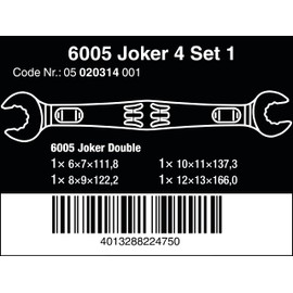 6005 JOKER 4 SET 1 DOUBLE OPEN-ENDED WRENCH SET, 4 PIECES