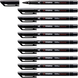 Stabilo OHPen universal permanent, 10 Pack - Marcador permanente (10 Pack, Negro)