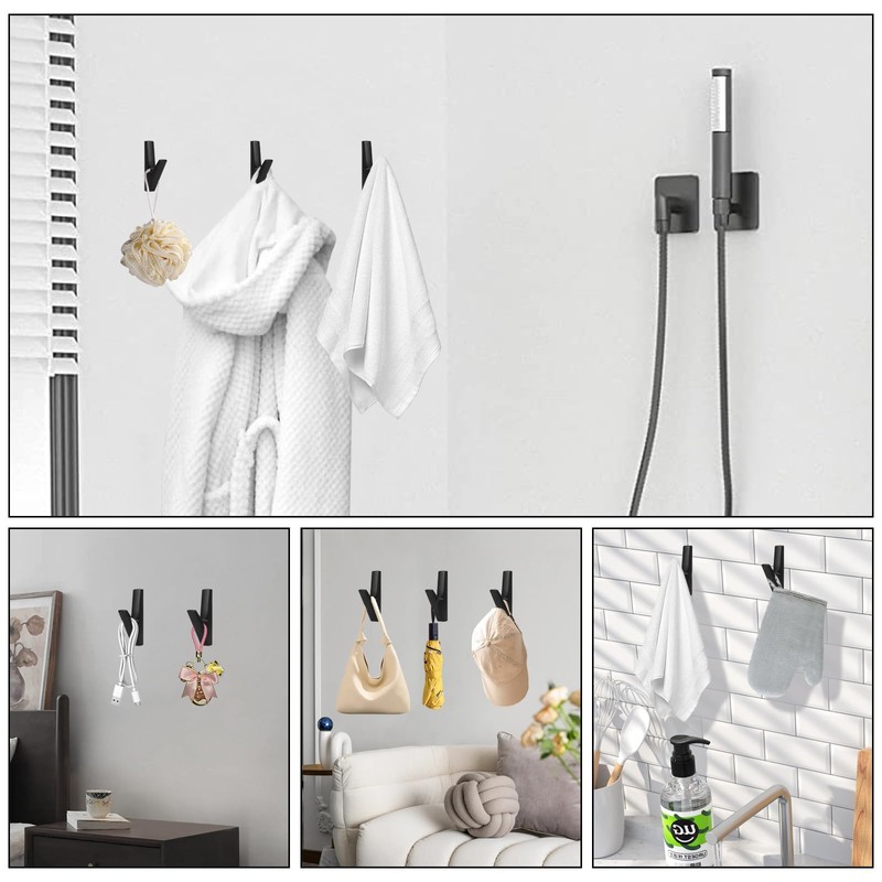 DAIRYCOF Coat Hooks, Black Clothes Hooks for Acoustic Panels, Zinc