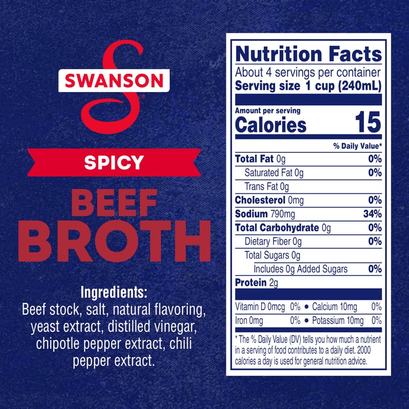 Swanson Spicy Beef Broth, 32 oz Carton