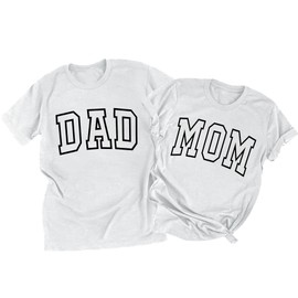 Ithalt Mom Shirt Dad Shirt Mom Dad Parents Shirts Pregnancy Announcement Tshirts Matching Outfits Couple T-Shirts(DadWhite, Large)