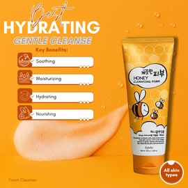 esfolio Honey Cleansing Foam – Hydrating Face Wash Dry & Sensitive Skin – Korean Skincare Cleanser Honey Deep Pore Cleansing, Moisturizing, Nourishing Facial Cleanser Smooth Skin (5.29 OZ-150ML)