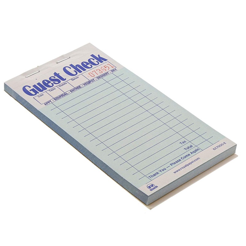 AmerCare Royal Green Guest Check Paper Receipt Book, Carbonless Order