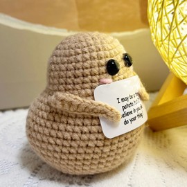 Positive Potato with Butt, Crochet Funny Gifts for Man Brother Best Friends Coworkers College Students, Cute Stuff for Office Desk Decor, Small Gifts for Birthday Graduation