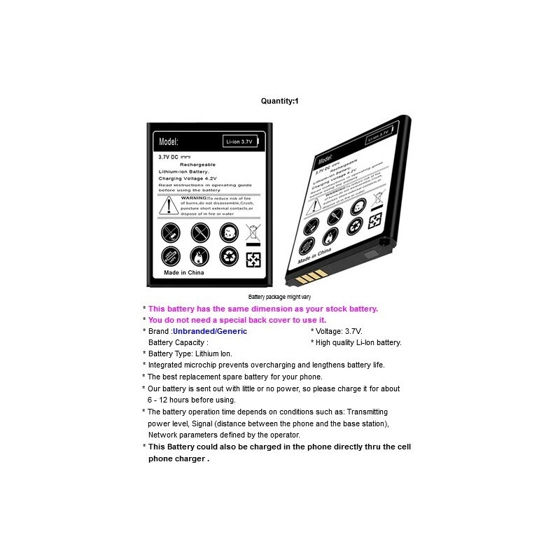 For TCL High Capacity 1950mAh Durable Standard Lithium Battery for