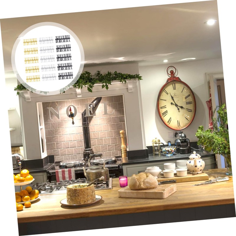 TEHAUX 15 Sets DIY Clock Replacement Roman Arabic Digits Silver