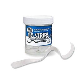 Fat Cow Fishing Jig Strips EEL Tail 5 1/2" x 1/2" - 40X Stronger Than Soft Baits - 8 Baits (Ghost White)