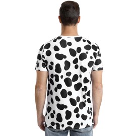 Funny World Dalmatian Print Shirt Men Dog Dalmation Spots Animal Tuxedo T-Shirts for Men, Large, White