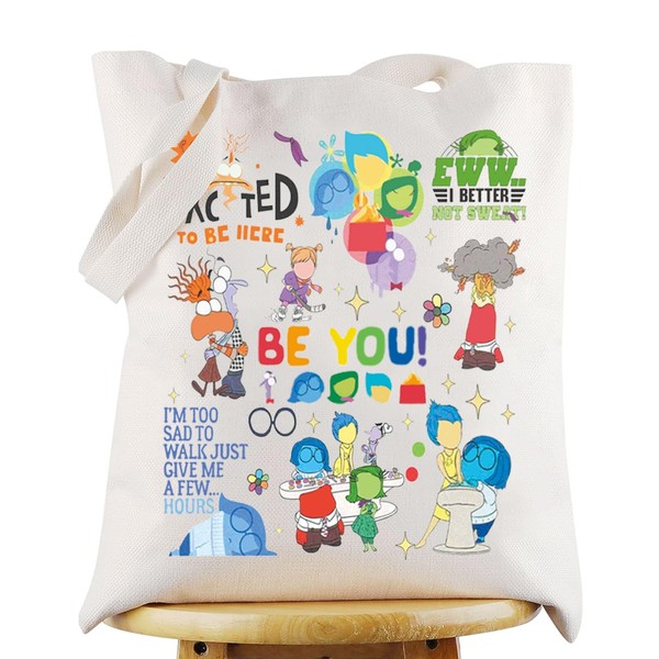 WZMPA Joy & Sadness & Fear Canvas Tote Bag Anger