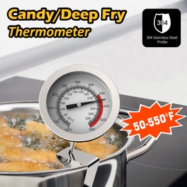 Candy/Deep Fry Oil Thermometer for Frying with 12'' Probe & Pot Clip,- CookingThermometer for Frying Oil Candle Making Hot Deep Fryer (1, 12)