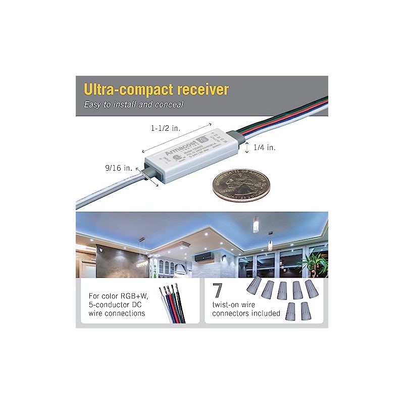 Armacost Lighting Slimline RGB+W LED Strip Light Remote Control 723422N