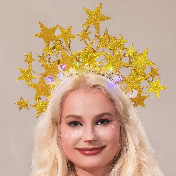 Reaky Star Headband Gold Sequin Headband Festival Costume Hair Accessories for Women