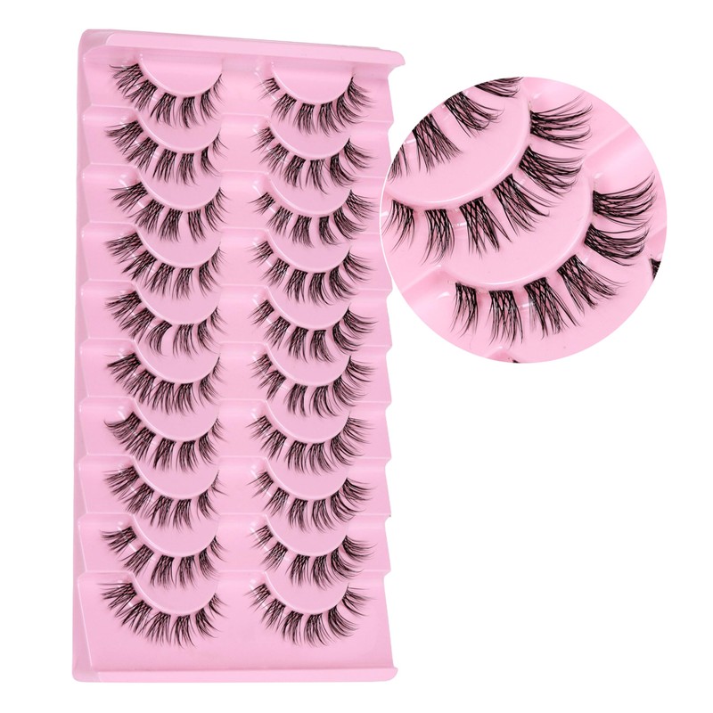 10 Pairs Cluster Lash D Curl Russian Strip Lashes Fluffy