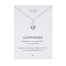 LUUK LIFESTYLE stainless steel necklace with small shell pendant, 50cm adjustable chain length, simple design, gift idea for women, silver