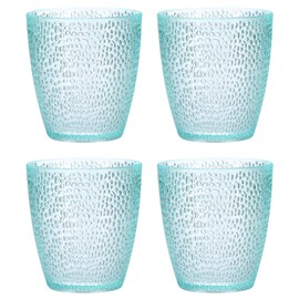 sourcing map 7oz Acrylic Drinking Glasses, 4Pcs Plastic Reusable Tumblers Drinkware Unbreakable Water Glasses Cups Stackable & Dishwasher Safe for Home Outdoors Restaurant, Light Blue