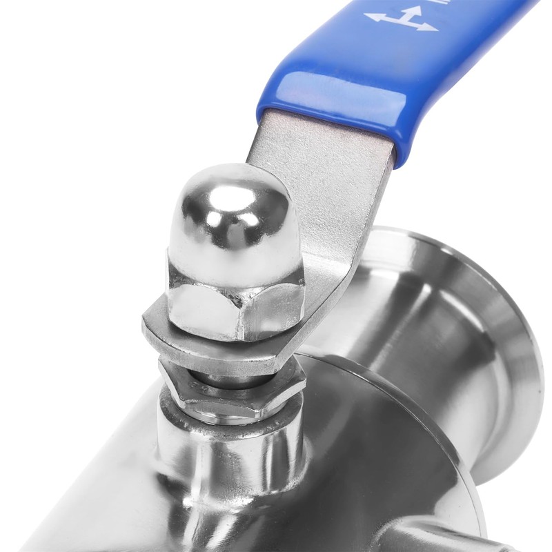DERNORD 2" Tri Clamp Sanitary Ball Valve, 3-Way Ball Valve