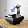 zen' Light Natural Boro Fontaine Resin Silver 13 x 13