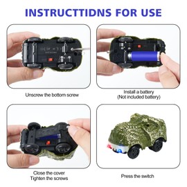 GIAT Dinosaur Track Car Accessories - Birthday Gifts for 3 4 5 6 7 Year Old Boys - 2 Pack LED Light Up Car Toy for Kids Ages 3-5 5-7, Compatible with Most Tracks