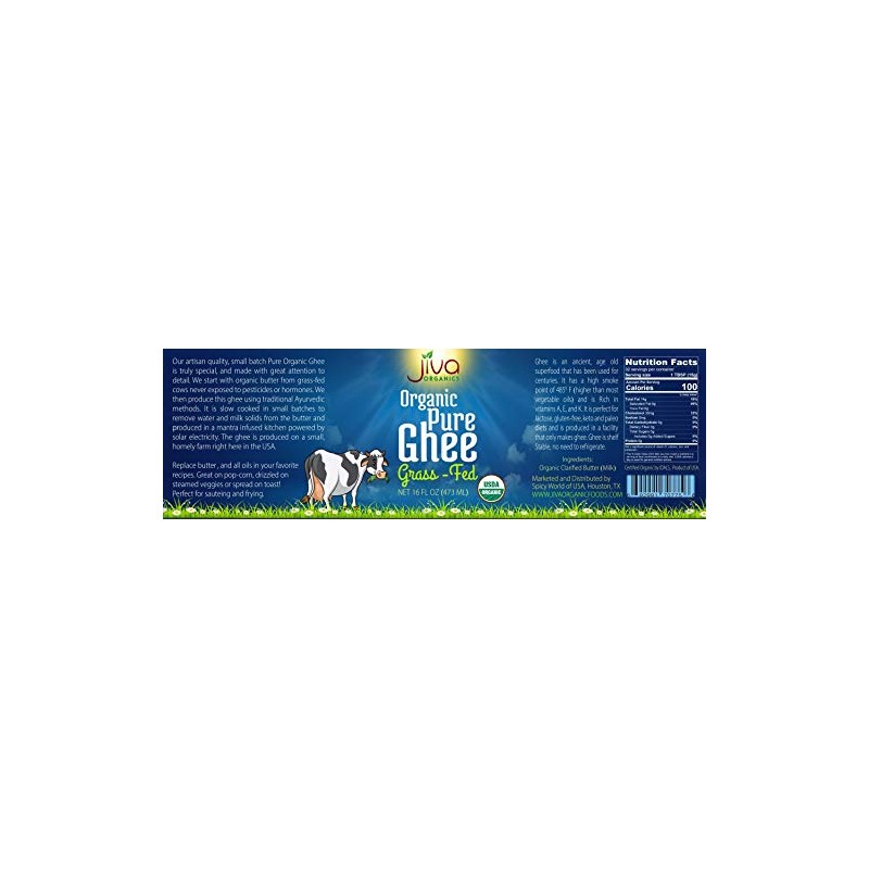 Organic Grass Fed Ghee 16 Ounce - Mantra Infused, Traditional