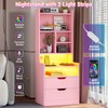 BTHFST Tall Nightstand with Charging Station & LED Lights, LED