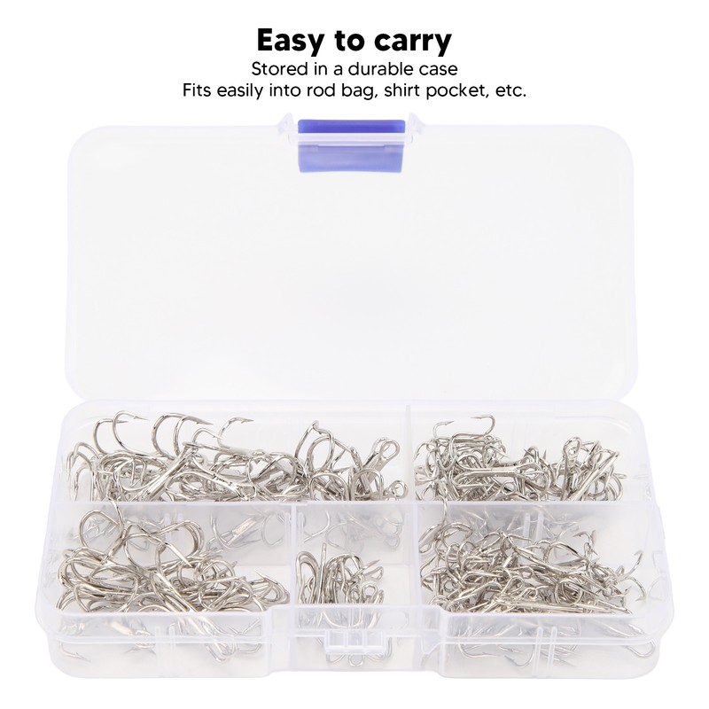 120PCS Treble Fishhooks Set High Carbon Steel High Strength Treble