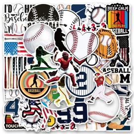 Anhstks Anhstks 100PCS Baseball Stickers,Cute Sport Vinyl Waterproof Decals for Boys Water Bottle Laptop Birthday Party Gift Supplies Favors