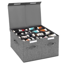 FBBABB Shoe Organizer for Closet Fits 16 Pairs, Large Shoe Storage Box Bins Containers with Lid and Adjustable Dividers for Shoes, Sneakers and High Heeled, Hard Shell and Stackable (Grey)