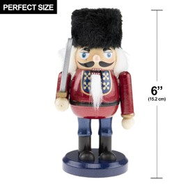 Clever Creations Russian Swordsman 6 Inch Chubby Wooden Nutcracker, Festive Christmas Décor for Shelves and Tables