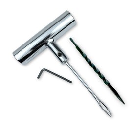 TYK Industries Metal T-Handle Split Eye Needle Tire Plug Repair Tool with Hardened Steel Spiral Tire Reamer and Allen Wrench