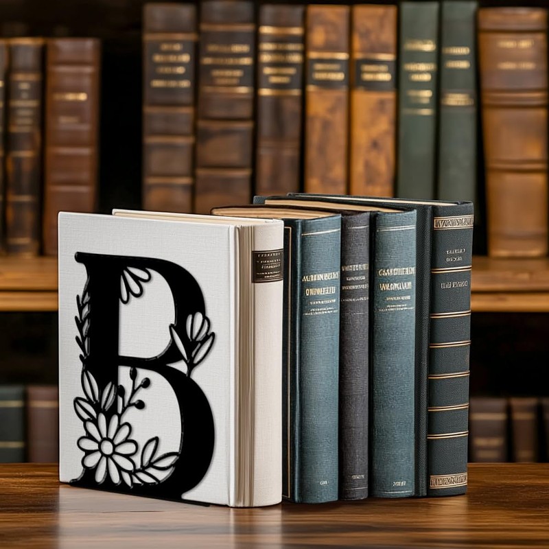 Peacoblue 5.3"x4.3"x7.1" Metal Bookends, Heavy Duty Book Ends for Shelves