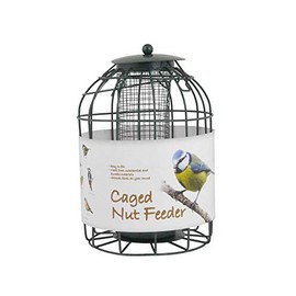 Green Jem Caged Peanut Wild Bird Feeder, Squirrel Proof, Holds 1 Pack, Powder Coated Steel, RSPB Recommended, Green