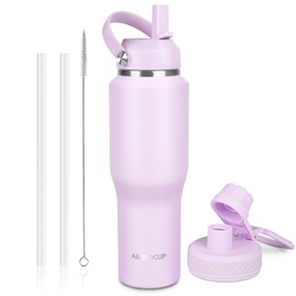 ABOTOCUP 32oz Insulated Water Bottle, Fit in Any Car Cup Holder, Water Bottle with Straw Lids, Stainless Steel Insulated Water Flask Double Wall Leak-proof BPA Free to Keep Cold&Hot