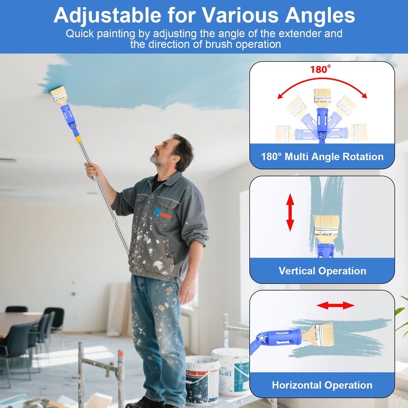 Multiangle Paint Brush Extender Holder Extendable Paint Brush, Universal Paint