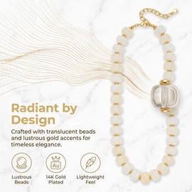 Rackynass Chunky Beaded Necklaces for Women Beige Acrylic Resin Bead Choker Statement Necklace for Women